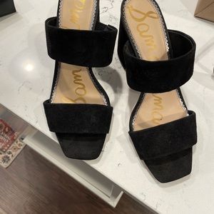 Sam edleman black two strap heeled sandal